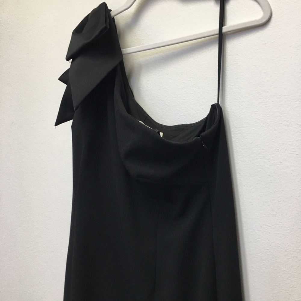 Eliza J One Shoulder Bow Long Gown 16 Black Formal Wedding Guest Gala Prom Party - Picture 4 of 13